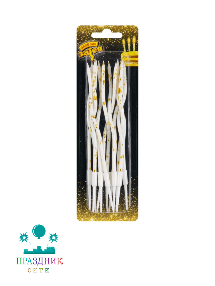 СВЕЧА д/торта Волна белые искры 13см 12шт