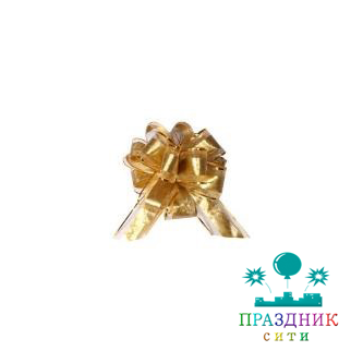 БАНТ ШАР 5см, органза с рисунком, золотой