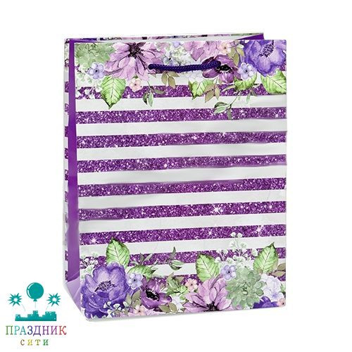 ПАКЕТ Полоска и цветы 18х23см