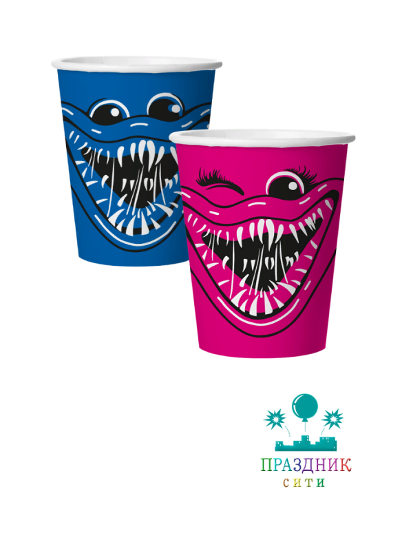 СТАКАН Зубастики,Синий/Фуше 6шт