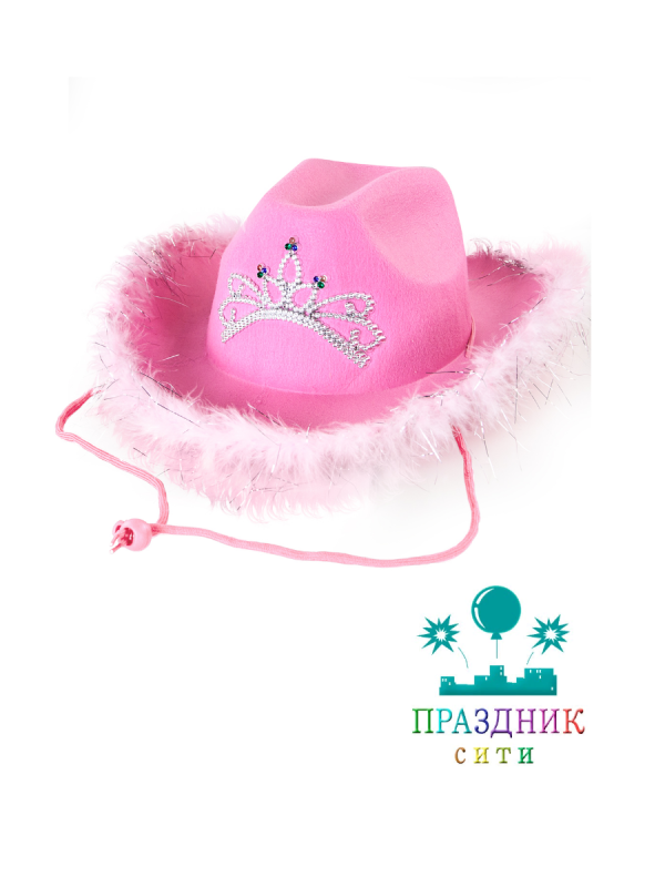 ШЛЯПА фетр Кантри Гламур с перьями и короной