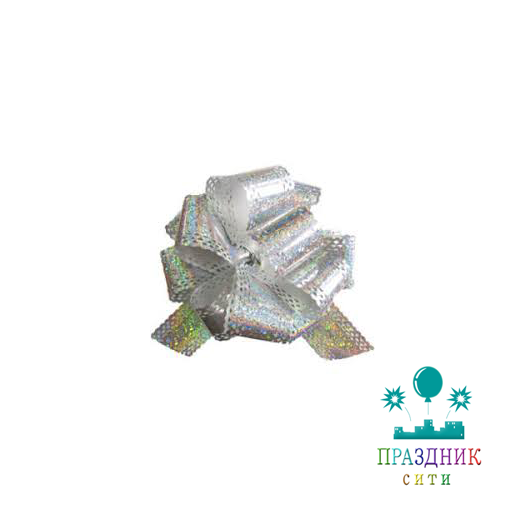 БАНТ ШАР 3см, голография ажур, серебро