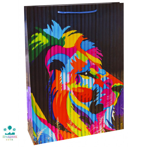 ПАКЕТ Красочный лев, с мат. ламинацией, 18х23см