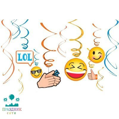 СПИРАЛЬ Эмоции смайлик 46-60см 12шт