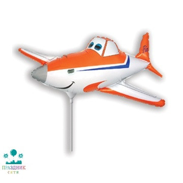 ШАР (Фольга) Мини ФИГУРА Самолет оранжевый