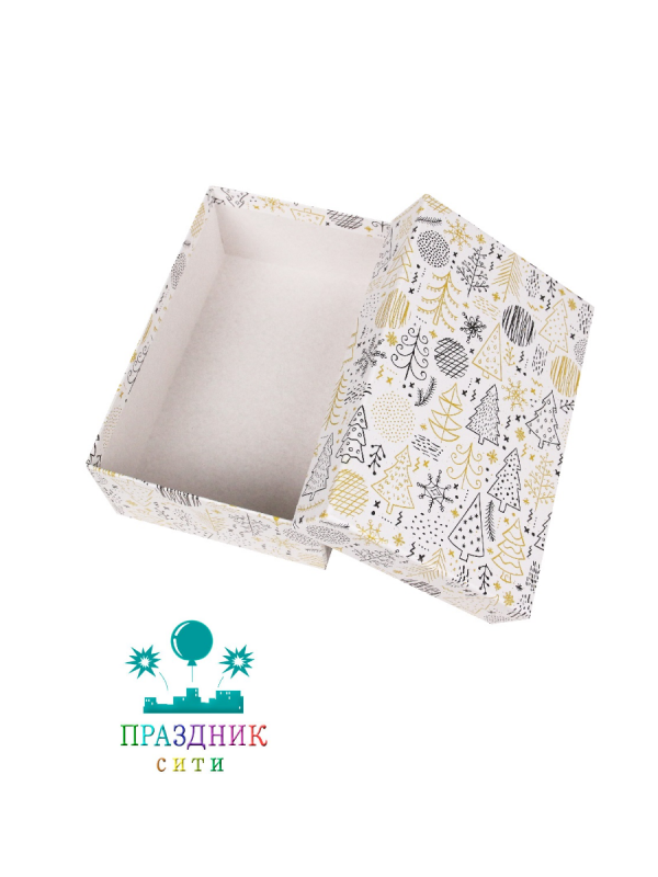 КОРОБКА с наполнителем Абстрактный новогодний лес 19 х 13 х 8 см