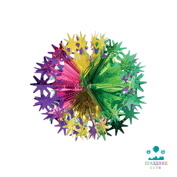 ФИГУРА Шар звезды фольга зол/зел/фиол 30см