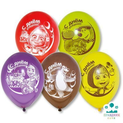 ШАР с рисунком 12" ДР Маша и Медведь