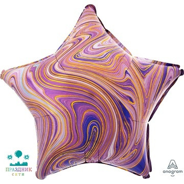 ШАР (Фольга) А Б/РИС ЗВЕЗДА 19 in Мрамор Purple