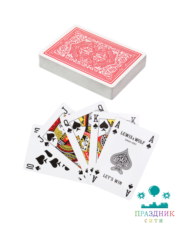 КАРТЫ ИГРАЛЬНЫЕ Покерные, серия "Lewis & Wolf" red 54 шт