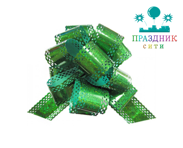 БАНТ ШАР 5см, голография ажур, зеленый