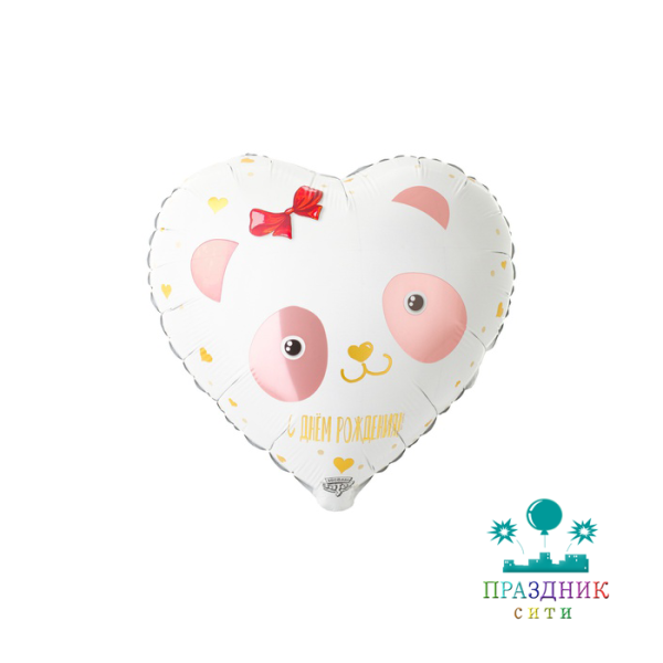 ШАР (Фольга) К 18 in РУС ДР Панда с бантиком