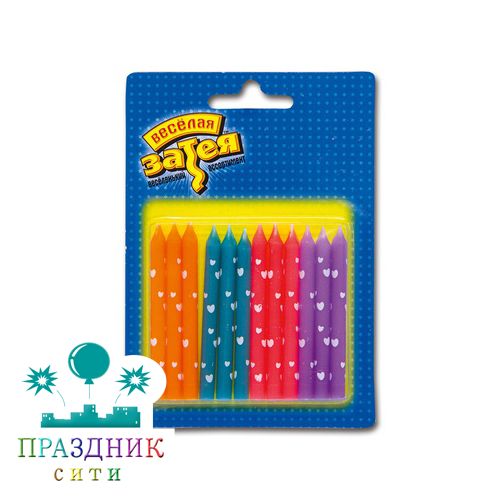 СВЕЧА д/торта Сердца 6,5см 12шт