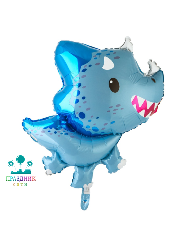 ШАР (Фольга) ФИГУРА 60 in Динозавр Трицератопс голубой