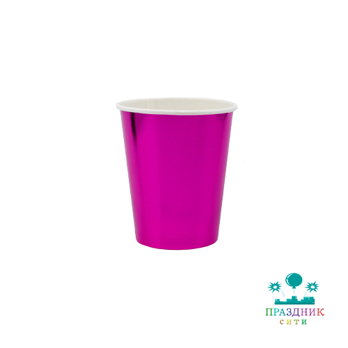 СТАКАН Ярко-розовый фольгированный 6шт