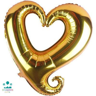 ШАР (Фольга) Ф Б/РИС 65 in СЕРДЦЕ Вензель Gold