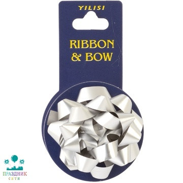 БАНТ 7см +Лента 4м сатин Звезды серебро