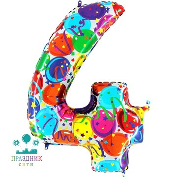 ШАР (Фольга) Г ЦИФРА 4 65 in Шары