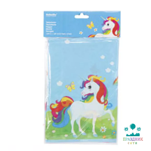СКАТЕРТЬ п/э Единорог Радужный 1,2х1,8мA