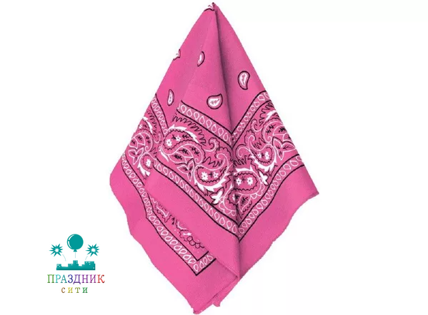 БАНДАНА с рис розовая  50х50см
