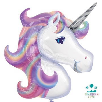 ШАР (Фольга) А ФИГУРА 90 in Единорог Фиолетовый голова
