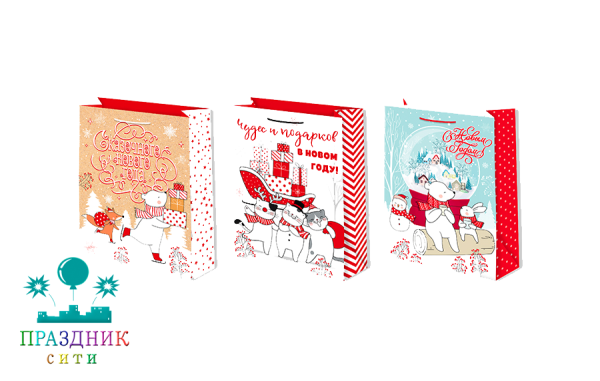 ПАКЕТ подарочный НГ 22х31 см