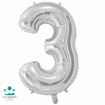 ШАР (Фольга) К ЦИФРА 3 40 in Silver
