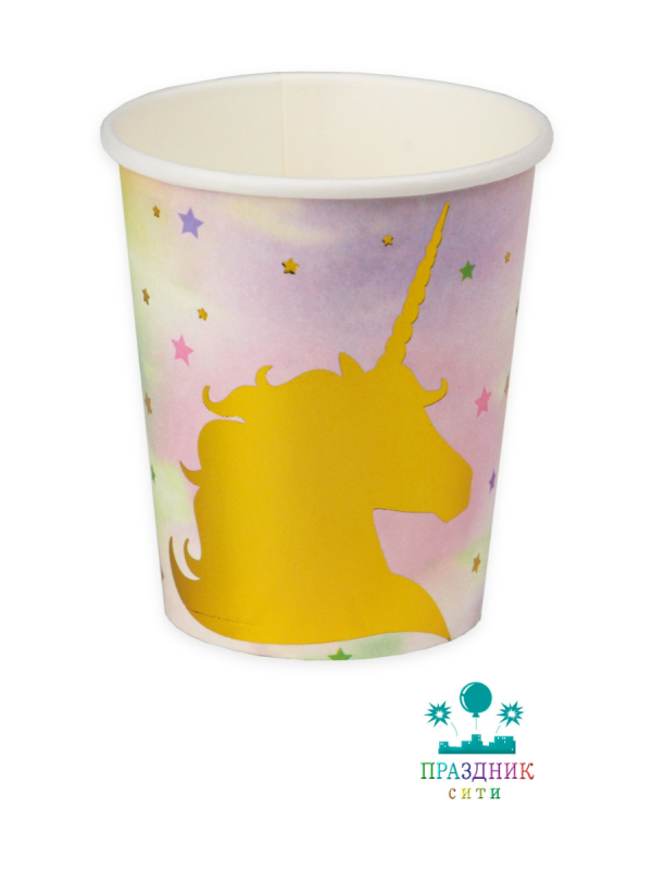 СТАКАН Единорог с зол.тиснением бум 250мл 6шт