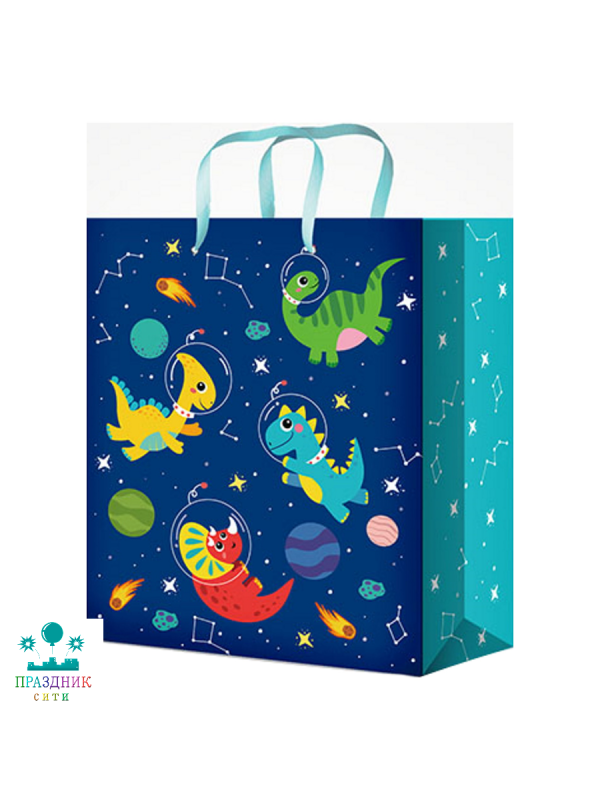ПАКЕТ Динозаврики синий 26,4x32,7x8 см