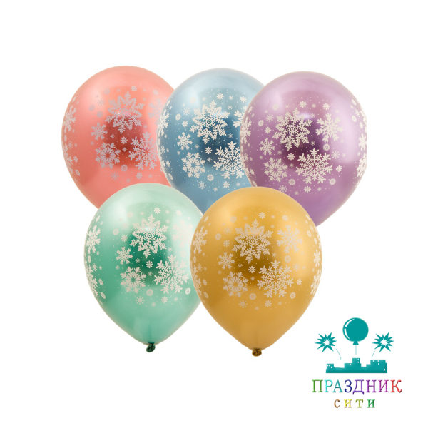 ШАР с рисунком 12" Хром Снежинки