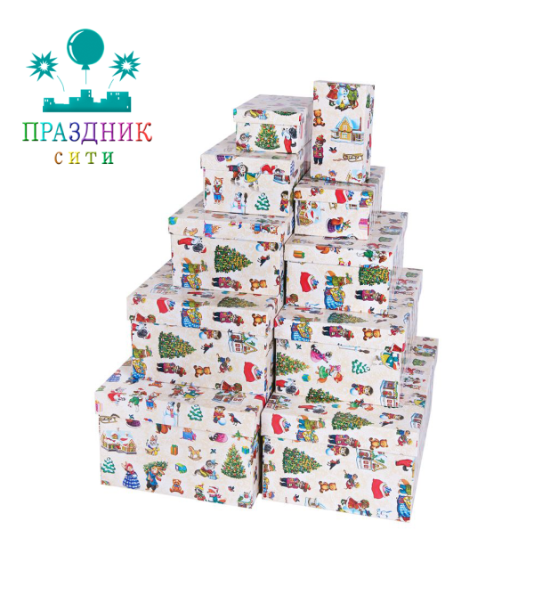 КОРОБКА Новогодние советские зверята, 19х13х8