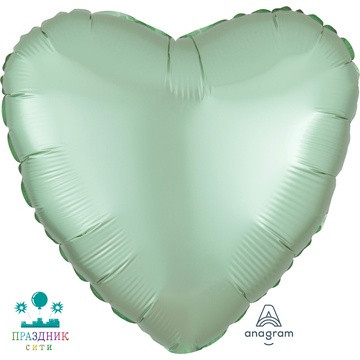 ШАР (Фольга) А Б/РИС СЕРДЦЕ 18 in Сатин Mint Green