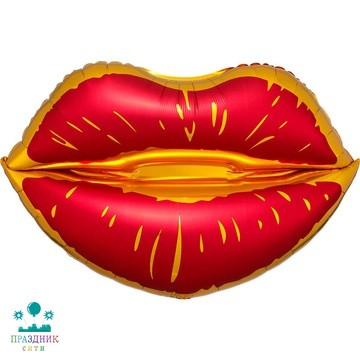 ШАР (Фольга) А ФИГУРА 70 in Сатин Губы красно-золотые