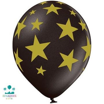 ШАР с рисункoм 14" Звезды золот-090