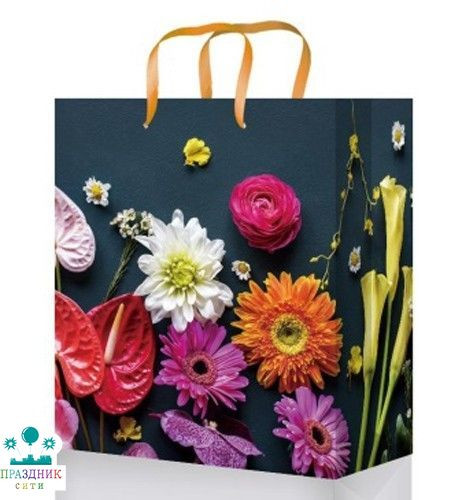 ПАКЕТ Пестрые цветочки, подар. с глянц.ламин 18х23х10 см