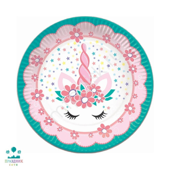ТАРЕЛКА Единорог Pink&Tiffany 18 см 6 шт