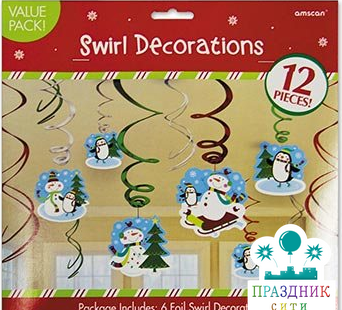 СПИРАЛЬ снеговик веселый 46-60см 12шт