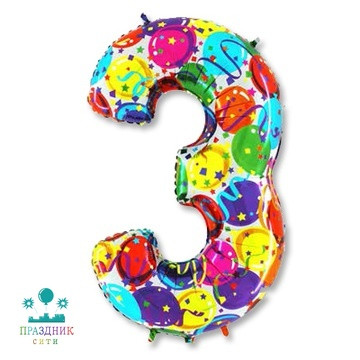 ШАР (Фольга) Г ЦИФРА 3 65 in Шары