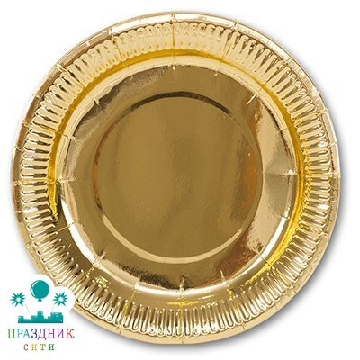 ТАРЕЛКА Золотая фольгированная 17см 6шт