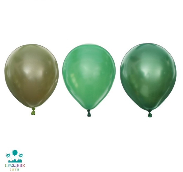 НАБОР ШАРОВ 10" Хром двойной, зелёный  3шт
