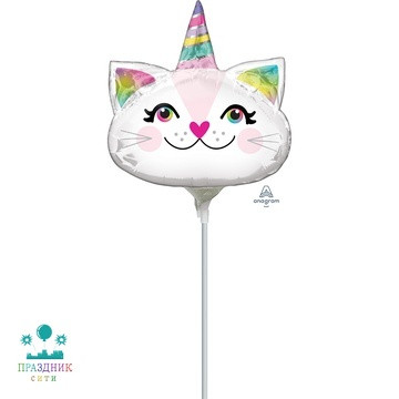 ШАР (Фольга) Мини ФИГУРА Кошка-Единорог