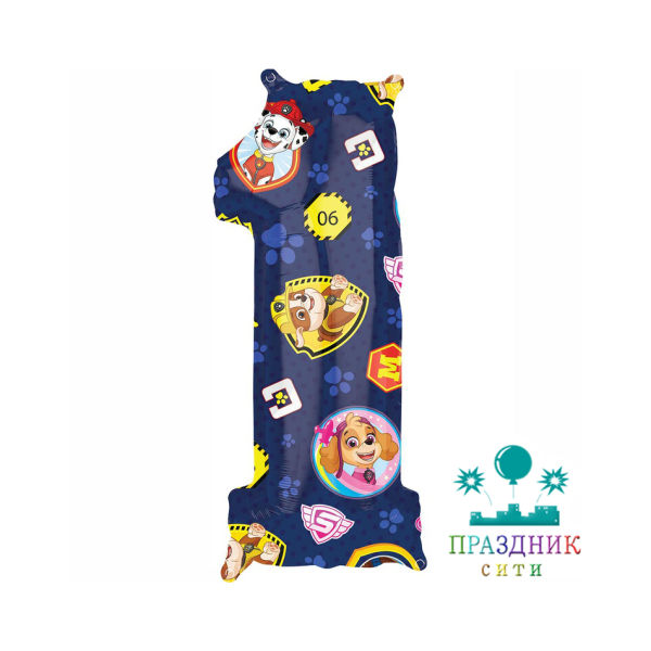 ШАР (Фольга)  А ЦИФРА 1 40 in Щенячий Патруль