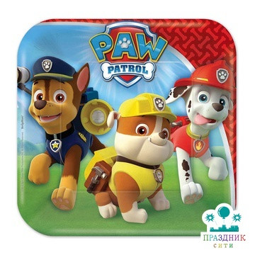 ТАРЕЛКА Щенячий патруль квадратная 17см 8шт