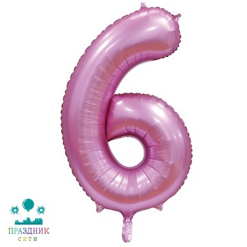 ШАР (Фольга) К ЦИФРА 6 65 in Сатин Pink
