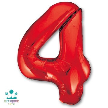 ШАР (Фольга) К ЦИФРА 4 65 in Red
