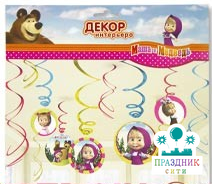 СПИРАЛЬ С ДР Маша и медведь 46-60см 12шт