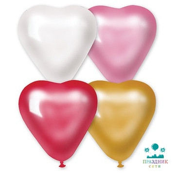 ШАР (латекс) Сердце 16" Металлик ассорти